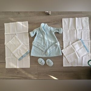 Doll Clothes for 18” doll like American Girl Blue Sleeping Sheets And Robe